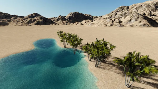 Rendering Oasis Desert — Stock Photo, Image