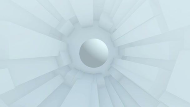 Μεγέθυνση Μέσω Σηράγγων Και Ball Animation Λευκός Κύβος — Αρχείο Βίντεο