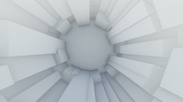 Zoom Attraverso Tunnel Cubo Bianco Ball Animazione — Video Stock