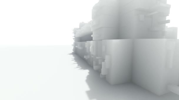 穿越一个有着白色建筑的抽象城市 — 图库视频影像