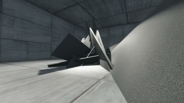 Black White Animation Rendering Abstract Concrete Shape — Stock Video