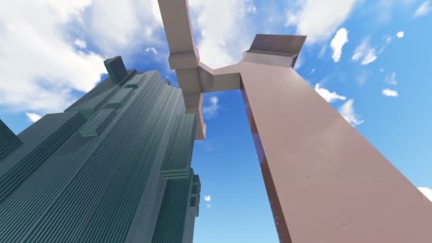 企業ビルの3Dアニメーションとレンダリング — ストック動画