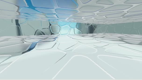 Glattes Glasinterieur. 3D-Darstellung. 3D-Animation — Stockvideo
