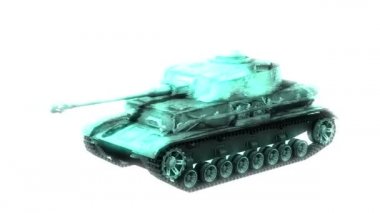 Askeri Tank animasyon beyaz arka plan üzerinde ateş