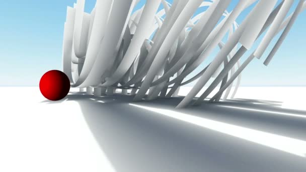Mimari. Organik mimari ve kırmızı ball.3d animasyon ve render kavramı — Stok video