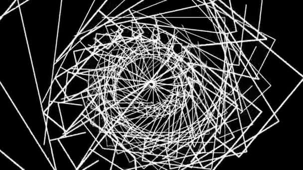 Graphiques de mouvement avec des lignes blanches animées sur fond noir — Video