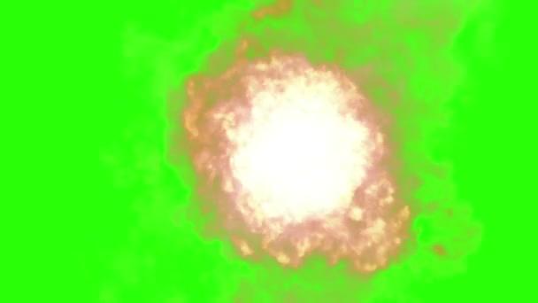 Анимация Огненного Шара Летящего Кругу Зеленом Экране — стоковое видео