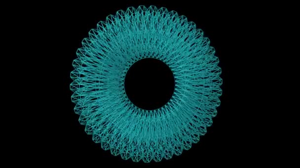 Tvar rámečku složité abstraktní drátu plave v černém prostoru — Stock video