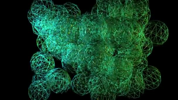 Structure en fil abstrait complexe flottant dans l'espace noir — Video