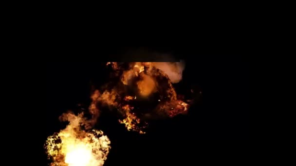 Animazione Palla Fuoco Che Vola Cerchio Sfondo Nero — Video Stock