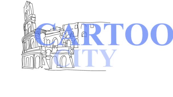 Esquema Ciudad Roma Animación Dibujado Mano Bosquejo Cinética Tipografía — Vídeos de Stock