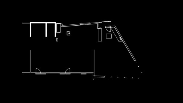 Abstrakcyjne Tło Architektury Plan Budynku Drut Modelu Ramy Budynku — Wideo stockowe