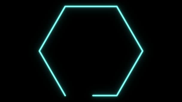 Hypnotic Blue Hexagon Black Background — Stock Video