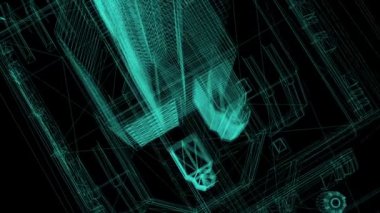 3D görüntüleme - endüstriyel binaların kablo çerçeve modeli