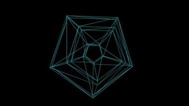 Karmaşık soyut tel çerçeve şekli siyah uzayda yüzen