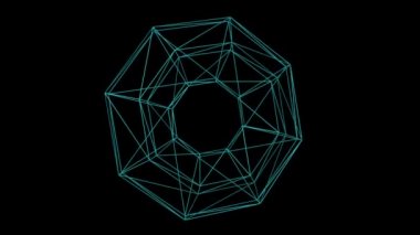 Karmaşık soyut tel çerçeve şekli siyah uzayda yüzen