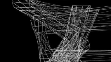 Karmaşık soyut tel çerçeve şekli siyah uzayda yüzen