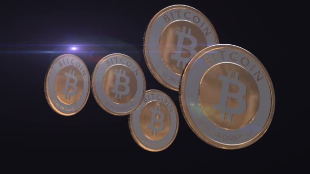 Animazione Bitcoin Btc Nuovo Internet Virtuale Criptovaluta — Video Stock