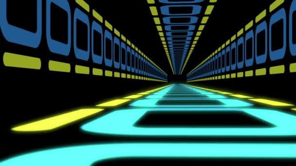 Estilo Jogo Retro Animação Voo Túnel Infinito — Vídeo de Stock