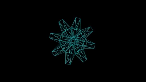 黒の宇宙に浮かんでいる複雑な抽象的なワイヤー フレーム図形 — ストック動画