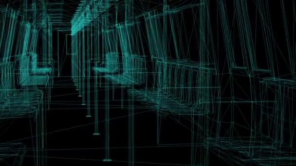 Renderização Modelo Estrutura Arame Edifícios Industriais — Vídeo de Stock