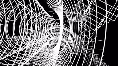 siyah arka plan üzerinde animasyonlu beyaz çizgiler ile hareketli grafikler