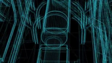 3D işleme tel çerçeve modeli sanayi Binası