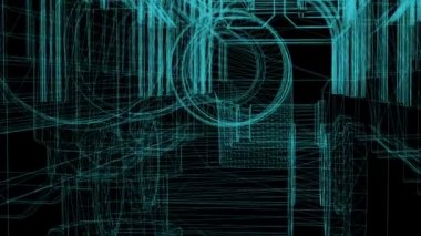 3D görüntüleme - endüstriyel yapının kablo çerçeve modeli