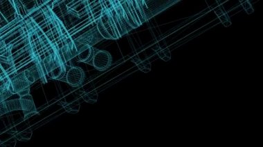 3D görüntüleme - endüstriyel yapının kablo çerçeve modeli