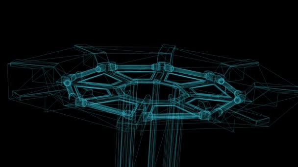 3D görüntüleme - endüstriyel yapının kablo çerçeve modeli — Stok video