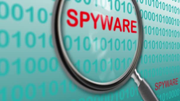 Close-up de lupa em spyware — Vídeo de Stock