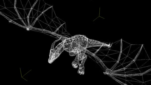 3d animação de armação de arame dragão na mosca — Vídeo de Stock