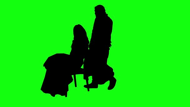 3d rendering animation  silhouettes of people hugging   on green screen — Stock Video