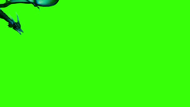 3d animación de dragón en la mosca separada en la pantalla verde — Vídeos de Stock