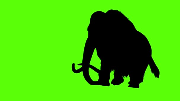 Animación Renderizado Silueta Mammoth Attacks Side Pantalla Verde — Vídeos de Stock