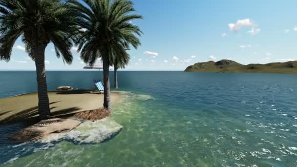 chaise sous un parapluie à la plage par jour ensoleillé rendu 3D 
