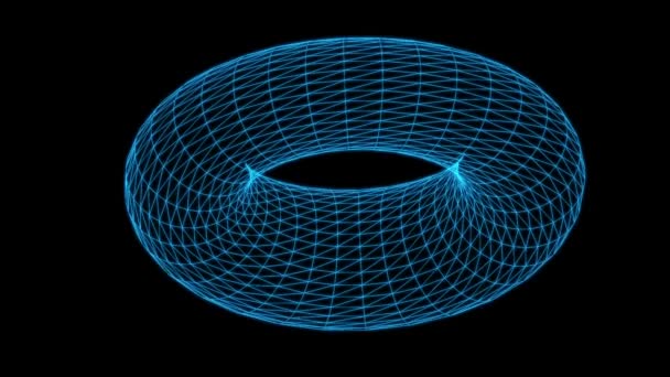 Wire frame modell av torus roterande — Stockvideo