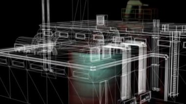 3D görüntüleme - endüstriyel binaların kablo çerçeve modeli