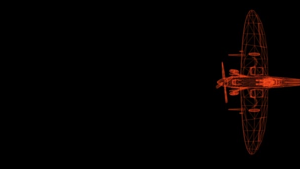 ブラックで隔離された飛行機用ワイヤモデル- 3Dレンダリング — ストック動画