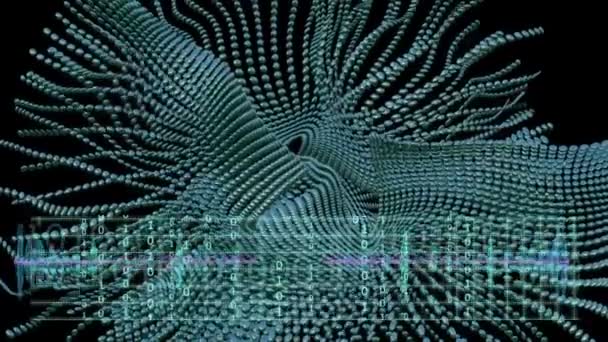 Bináris kód háttér és a hullám objektum trapcode készült motion animáció — Stock videók