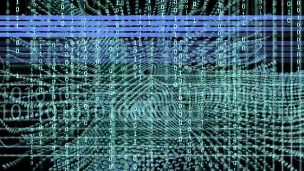 バイナリ コードの背景、アニメーション、trapcode で作られたモーションで波オブジェクト — ストック動画