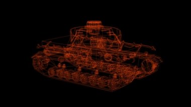 3d görüntüleme - Hareket halindeki Tank Hologramının kablo modellemesi.