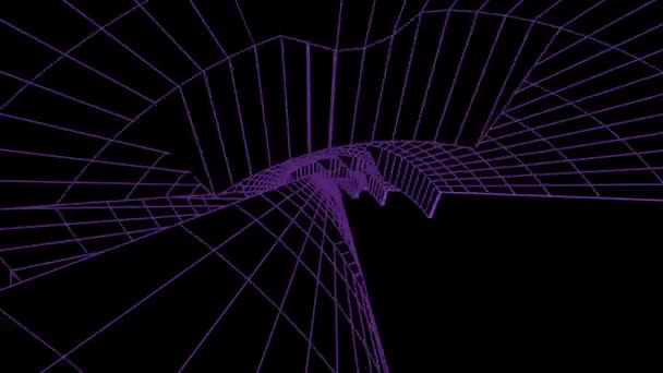 Rendu 3d - modèle de cadre de fil de lente spirale conception graphique de mouvement bleu — Video