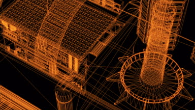 3D görüntüleme - endüstriyel binaların kablo çerçeve modeli