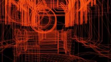 3D görüntüleme - endüstriyel binaların kablo çerçeve modeli