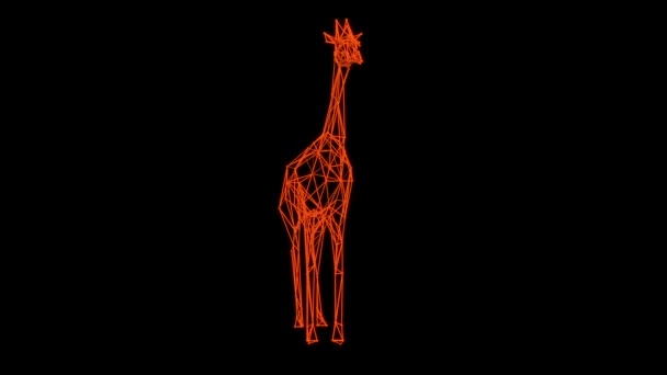 rendu 3d - modèle wireframe de girafe isolée Hologramme tourner 