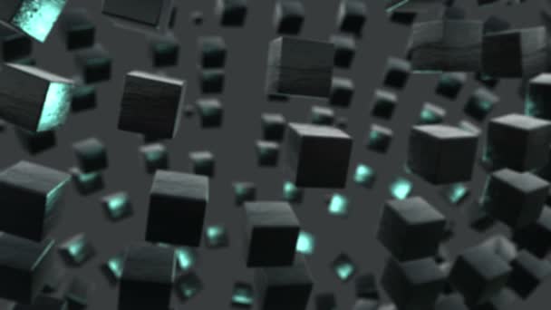 Cubes avec flou tourner dans l'espace — Video