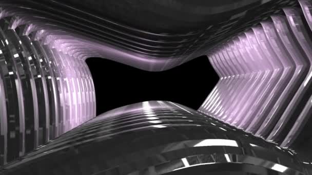 Cyfrowej animacji konstrukcji vortex abstrakcyjne formy na czarnym — Wideo stockowe