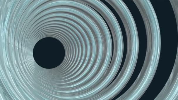 Digital animation of Blue circle vortex design on black — Stock Video