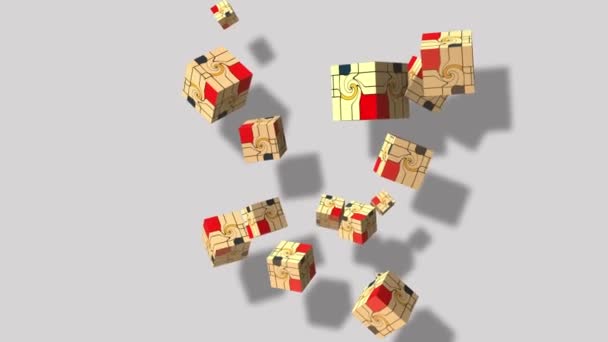 Abstract cubes in rotation- animation — Stock Video